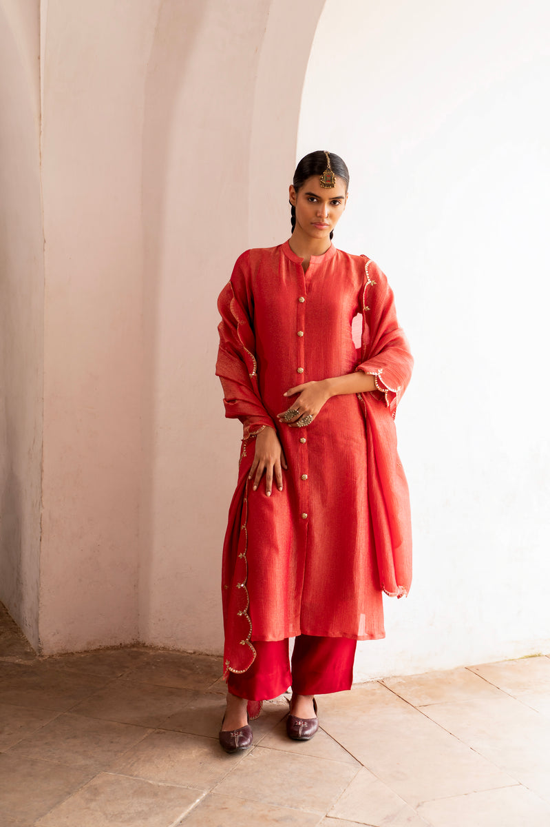Blue crushed tissue kurti  -1386
