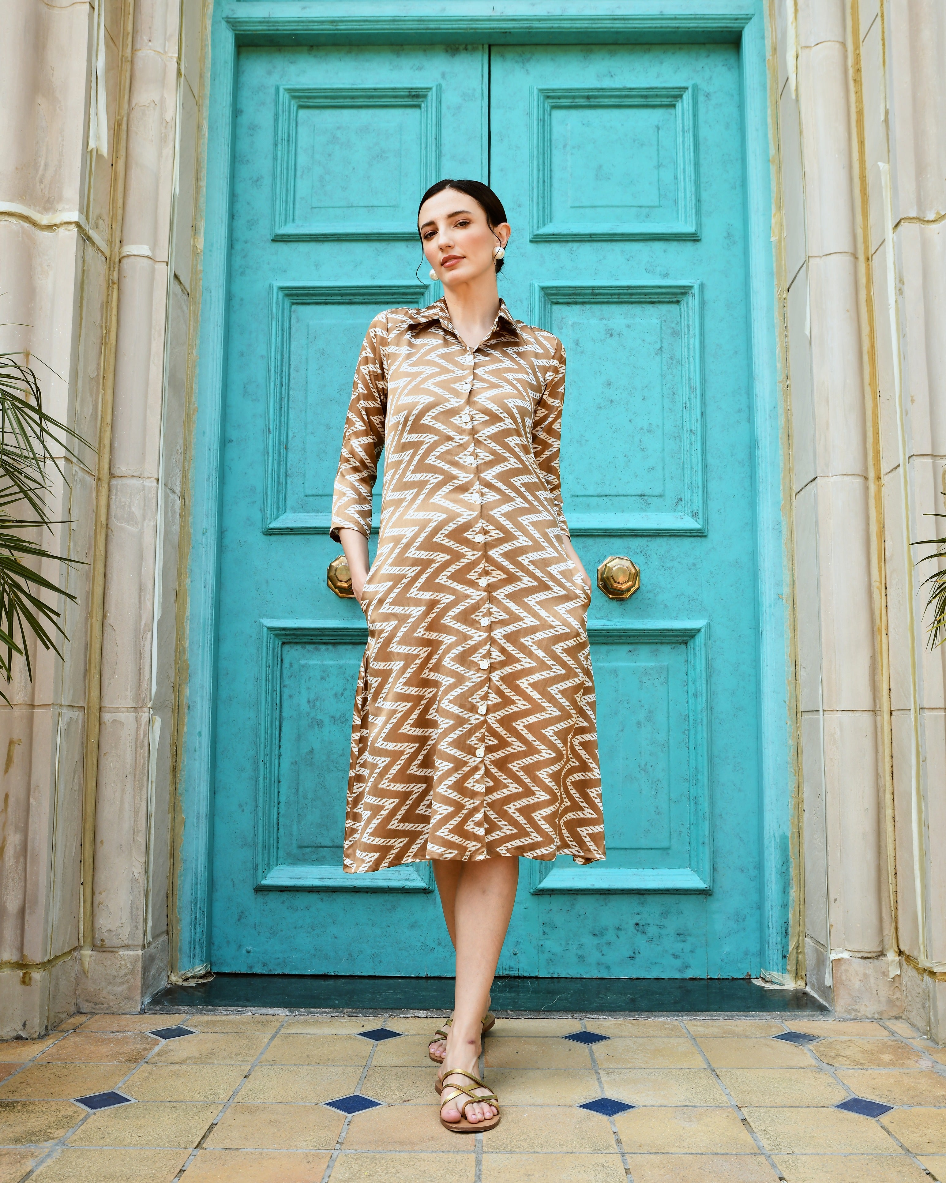 aline shirt dress BLTIBY Cotton Linen Shirt Dress for Womens Pleated Button Long Dress Long Sleeve A-line Loose Swing Dress with Pockets Army Green L, Women's, Size: